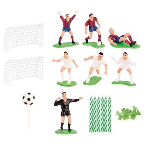 dekora - Dekorative Geburtstagskerzen | Unparfümiert | PVC Fußball-Set mit 10 Tortenkerzen | Attraktives Design von dekora