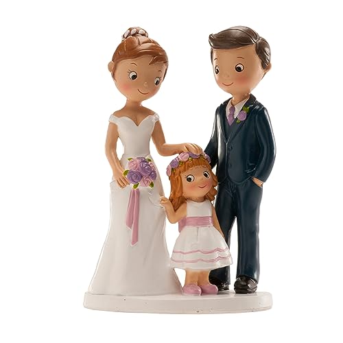 dekora - Hochzeitsdeko | Brautpaar Figuren Torte Hochzeitsdekoration - Brautpaar mit Mädchen, 305080, Mehrfarbig, 16 cm von dekora