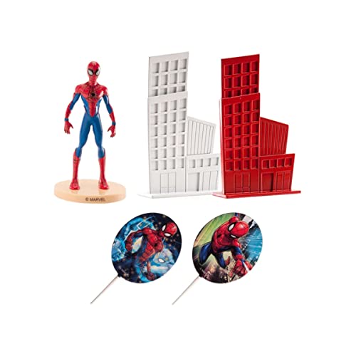 Dekora - Tortendeko Geburtstag Set | Torten Deko Geburtstag Set mit Spiderman Figur und Cake Topper - Torten Zubehör aus PVC von dekora