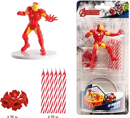Dekora - Marvel Iron Man Tortenfiguren mit Geburtstagskerzen, 11 x 5 x 23 cm von dekora