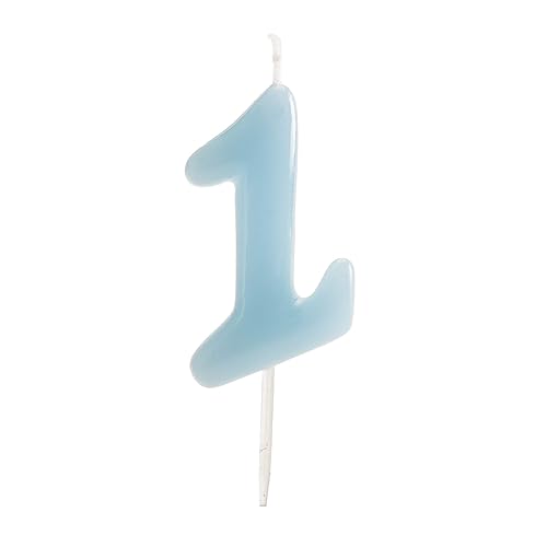 dekora - Originale Geburtstagskerzen Zahlen in Blau - Kerze 1 Geburtstag Junge - Geburtstagskerze 1 Jahr von dekora
