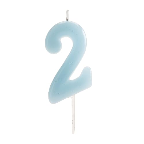 dekora - Originale Geburtstagskerzen Zahlen in Blau - Kerze 2 Geburtstag Junge - Geburtstagskerze 2 Jahr von dekora