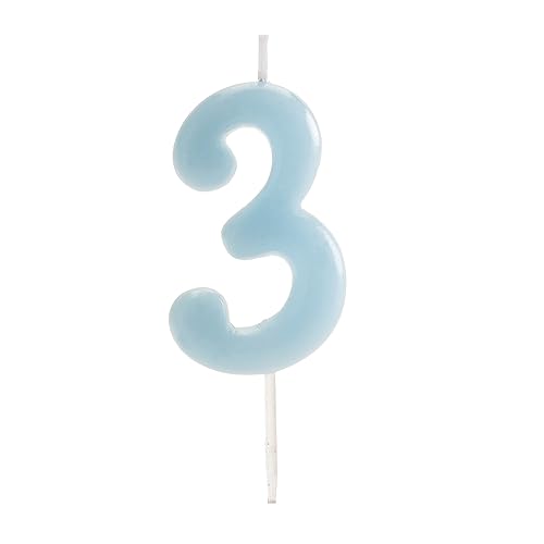 dekora - Originale Geburtstagskerzen Zahlen in Blau - Kerze 3 Geburtstag Junge - Geburtstagskerze 3 Jahr von dekora