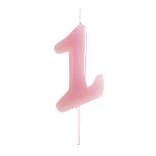 dekora - Originale Geburtstagskerzen Zahlen in Rosa - Kerze 1 Geburtstag Mädchen - Geburtstagskerze 1 Jahr von dekora