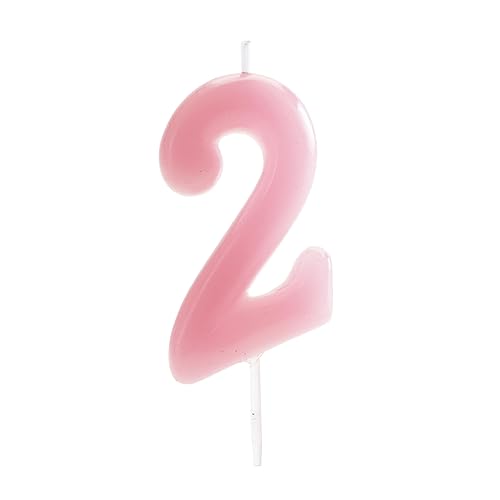 dekora - Originale Geburtstagskerzen Zahlen in Rosa - Kerze 2 Geburtstag Mädchen - Geburtstagskerze 2 Jahre von dekora
