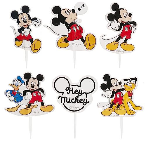 dekora - Set für Cupcakes und Muffin Deko Geburtstag - Mickey Maus Cupcake Topper aus Papier - 30 Stück in 6 verschiedenen Designs von dekora