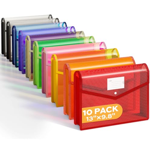 Deli Fächermappe aus Kunststoff, Ordner für Dokumente mit Schnappverschluss, bunt, transparenter Akkordeon-Ordner, großes Fassungsvermögen, passend für Brief/A4-Größe, 9 Farben, 10 Stück Deli Fächermappe aus Kunststoff, Ordner für Dokumente mit Schnappverschluss, bunt, transparenter Akkordeon-Ordner, großes Fassungsvermögen, passend für Brief/A4-Größe, 9 Farben, 10 Stück von deli
