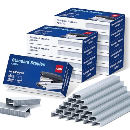 Deli Heftklammern, 50.000 Heftklammern, Standard-Heftklammern für Schreibtischhefter, 1/4 Zoll Länge, 210/Streifen, 10 Boxen mit je 5000 Stück Deli Heftklammern, 50.000 Heftklammern, Standard-Heftklammern für Schreibtischhefter, 1/4 Zoll Länge, 210/Streifen, 10 Boxen mit je 5000 Stück von deli