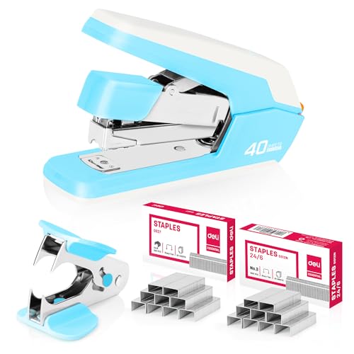 Deli Müheloses Schreibtischheftgerät, robustes Heftgerät, 40-50 Blatt Kapazität, ein Finger, kein Aufwand, inklusive Heftklammern & Heftklammerentferner, Himmelblau Deli Müheloses Schreibtischheftgerät, robustes Heftgerät, 40-50 Blatt Kapazität, ein Finger, kein Aufwand, inklusive Heftklammern & Heftklammerentferner, Himmelblau von deli