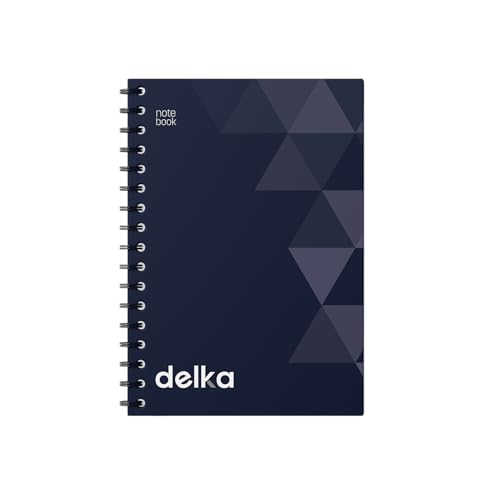 delka A4-Notizbücher mit Spiralbindung, linierte Seiten, langlebige Spiralbindung, hochwertiges Papier für Schule, Büro und Notizen, vielseitig einsetzbar (Marineblau, 1 Stück) von delka