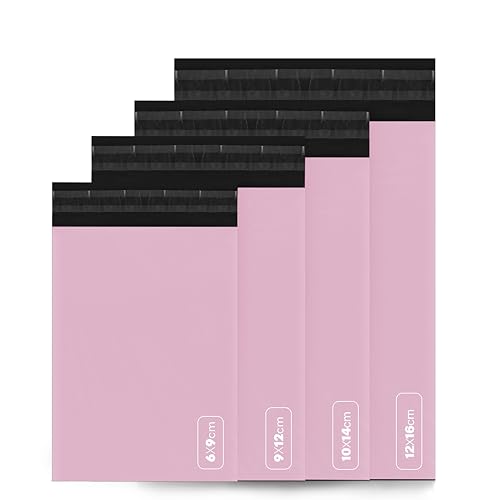 delka Versandtaschen, 60 Stück, gemischte Größe, Rosa, Poly-Versandtaschen, reißfeste Versandumschläge für Kleidung, Dokumente, starker selbstklebender Klebstoff, wasserdicht & leicht, Rosa delka Versandtaschen, 60 Stück, gemischte Größe, Rosa, Poly-Versandtaschen, reißfeste Versandumschläge für Kleidung, Dokumente, starker selbstklebender Klebstoff, wasserdicht & leicht, Rosa von delka