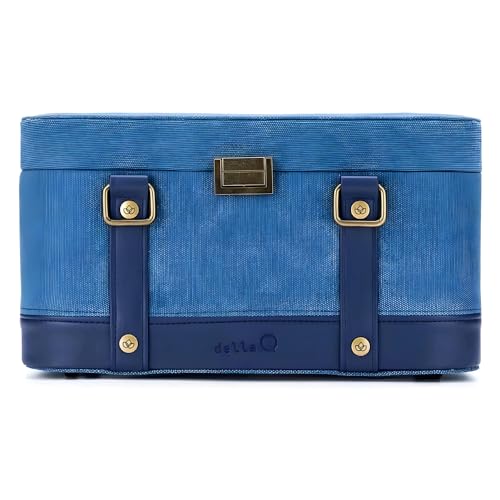 Della Q 22252 Train Case, Canvas Leder Polyethylen Segeltuch, Indigo, Einheitsgröße von Della Q