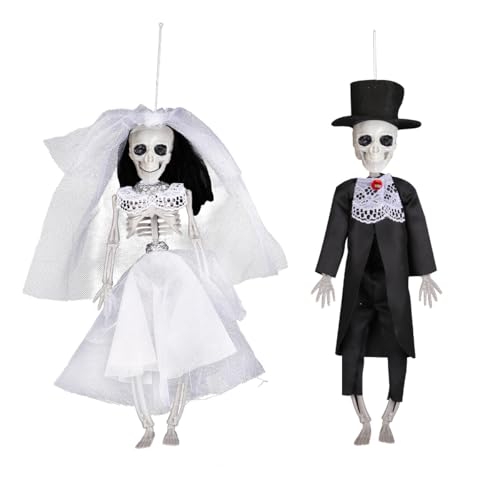 Halloween Deko Skelett 30cm, dellyy Halloween Tischdeko Skelett, Skelett Deko Halloween, Braut und Bräutigam Figuren, Halloween Hängende Skelette, Friedhofs Horro Party Dekoration Halloween Deko Skelett 30cm, dellyy Halloween Tischdeko Skelett, Skelett Deko Halloween, Braut und Bräutigam Figuren, Halloween Hängende Skelette, Friedhofs Horro Party Dekoration von dellyy