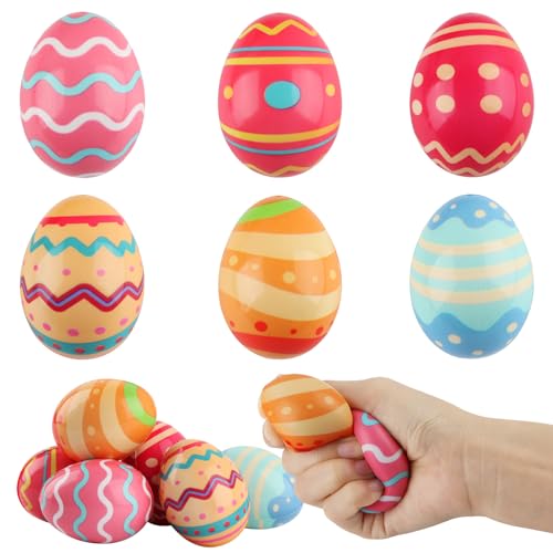 Ostereier Stressball, dellyy 6 Stück Bunte Superweiche Squeeze Ostereier, Stressball Ostern Ei, Stressball Eier Oster Mitgebsel Kinder, Langsam steigender Stressball, Osterkorbfüller, Partyartikel Ostereier Stressball, dellyy 6 Stück Bunte Superweiche Squeeze Ostereier, Stressball Ostern Ei, Stressball Eier Oster Mitgebsel Kinder, Langsam steigender Stressball, Osterkorbfüller, Partyartikel von dellyy