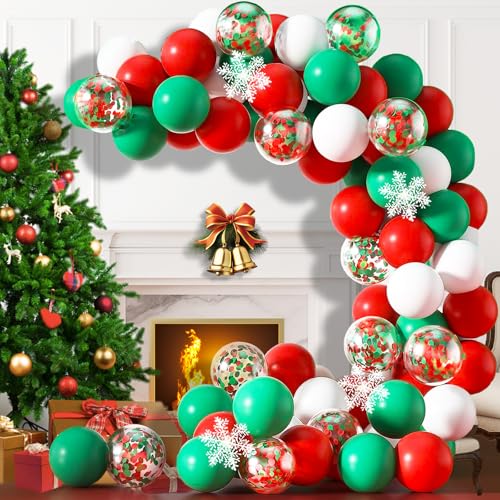 dellyy Grün Luftballon Girlande, Rot Grün Ballon Girlande, Konfetti Ballons Dekoration,Latex Ballons für Baby Shower, Partys Deko,Geburtstage Dekorationen,Hochzeiten,Weihnachten von dellyy