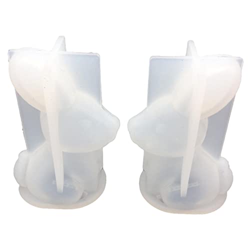 2 Stück Silikonform Kaninchen, Epoxidharz Formen Osterhase 2 Stück, 3D Kaninchen-Kerzenformen, Kaninchen-Kerzenformen für die Kerzenherstellung Delr von delr