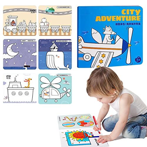 Aquarell-Malbuch für Kinder - Illustriertes Gouache-Graffiti-Malbuch für Kinder mit Wassermalerei,Taschen-Aquarell-Malbuch für Reisen Delr von delr
