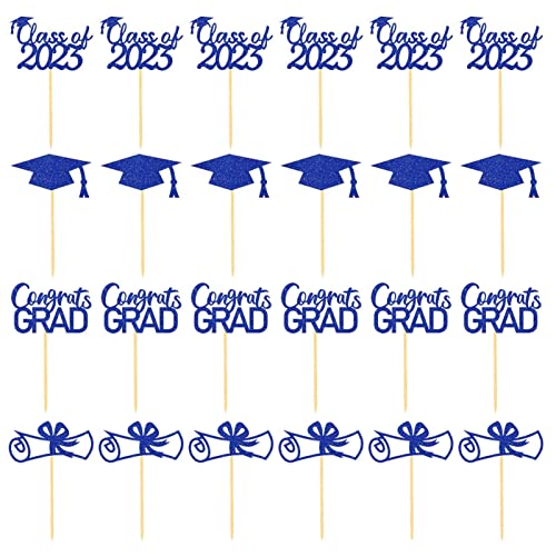 Graduation Cupcake Topper - 24 Stück Graduation Cupcake Topper - Glitter Cake Topper Herzlichen Glückwunsch Grad Cake Topper Graduation Klasse 2023 Abschlussfeier für Dekoration Delr von delr