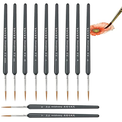 Pinsel für feine Details | 11-teiliges Fineliner-Pinsel-Set – Kleine professionelle Pinsel geeignet für Acryl, Öl, Aquarell, Gesicht, Nägel, Muster und Strichzeichnungen Delr Pinsel für feine Details | 11-teiliges Fineliner-Pinsel-Set – Kleine professionelle Pinsel geeignet für Acryl, Öl, Aquarell, Gesicht, Nägel, Muster und Strichzeichnungen Delr von delr