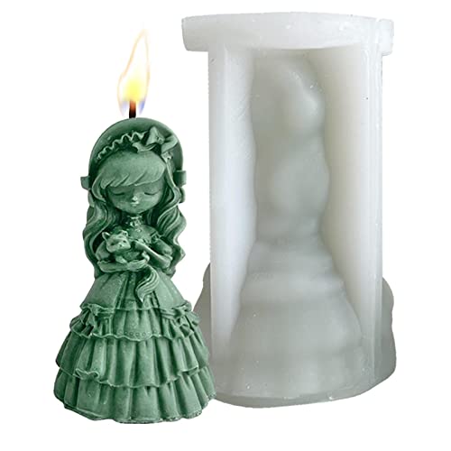 Prinzessin Seifenform - Puppenform für Mädchen | Niedliche Prinzessin mit Kleid Handgemachte Duftkerze, Herstellung von handgefertigten Geschenken für Gipsseifenformen Delr von delr