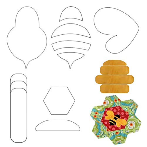 Quilt-Vorlagen zum Quilten - Bienen-Quiltschablonen-Set,6-teilige Acryl-Patchwork-Lineal-Vorlage, handgefertigt, geeignet für Anfänger, Profis und Amateure Delr von delr