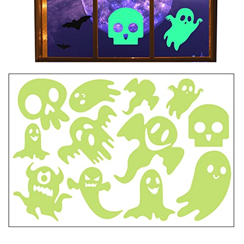 delr 5 Halloween in den dunklen Aufklebern | Geisterfensteraufkleber, leuchtet in der Nacht, leuchtende Halloween-Aufkleber zur Dekoration von Fenstern und Türen von delr