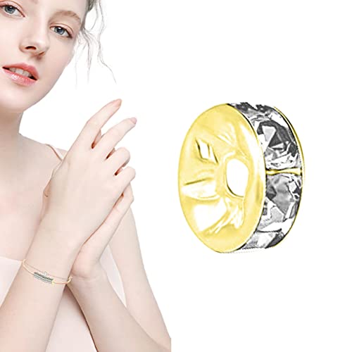 delr Abstandsperlen, 200 Stück lose eingefasste Charm-Perlen aus Stahlmaterial | lose Perlen mit Strass zur Herstellung von Halsketten, Armbändern von delr