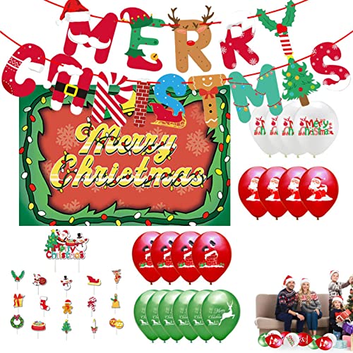 delr Dekoration für Weihnachtsfeiern, Wimpelkette, Banner Frohe Weihnachten, für Zuhause, Wand, Kamin, Dekoration für Partys von delr