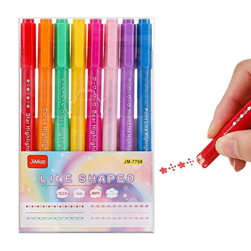 delr Gebogene Federn, 8 Filzstifte mit linearer Spitze, Kugelschreiber mit 8 feinen Spitzen in verschiedenen geschwungenen Formen, zum Zeichnen, Scrapbooking, Kunst, Herz, Blume, , gepunktete von delr