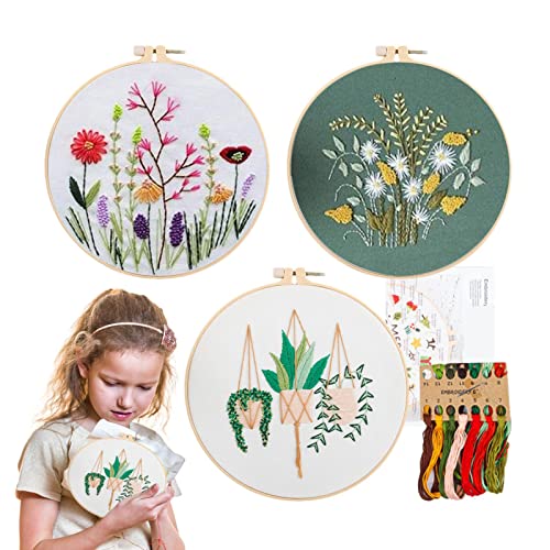 delr Kreuzstich-Set – DIY-Starter-Set mit Muster und Anleitung – Sticksets enthalten Blumenmotive, Stickringe, farbige Fäden und Werkzeuge delr Kreuzstich-Set – DIY-Starter-Set mit Muster und Anleitung – Sticksets enthalten Blumenmotive, Stickringe, farbige Fäden und Werkzeuge von delr