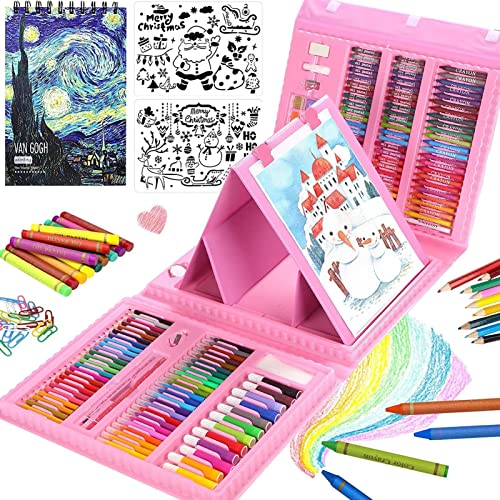 delr Kunstbedarf, Kunst-Set, Staffelei, doppelseitig, 208 Teile, Box mit Ölpastellfarben, Buntstiften, Buntstiften, Markern delr Kunstbedarf, Kunst-Set, Staffelei, doppelseitig, 208 Teile, Box mit Ölpastellfarben, Buntstiften, Buntstiften, Markern von delr