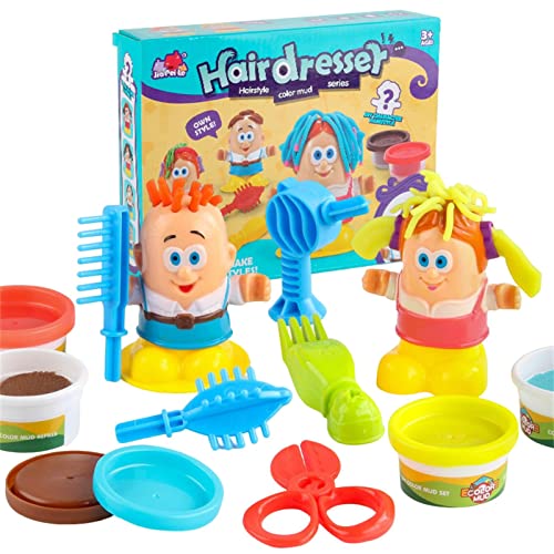 delr Modelliermasse, lufttrocken, Modelliermasse mit Friseur für Kleinkinder, elastischer Ton zum Formen mit Werkzeugen, einfach wiederzuverwenden, Geschenk zum Basteln für Kinder von delr