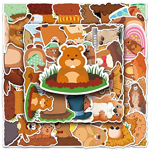 delr Murmeltier - 50 niedliche Aufkleber Murmeltiertiere - Aufkleber interessante Tiere Wandbild für Zuhause für Jugendliche Flaschen Wasser Etui Reise von delr