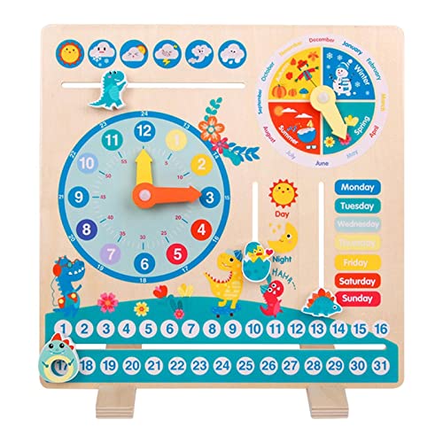 delr Spielzeug für Kleinkinder, Multifunktionskalender aus Holz für Kinder, sortierte Farben, Form mit Jahreszeit, Woche, Wetter, Puzzleblöcke delr Spielzeug für Kleinkinder, Multifunktionskalender aus Holz für Kinder, sortierte Farben, Form mit Jahreszeit, Woche, Wetter, Puzzleblöcke von delr