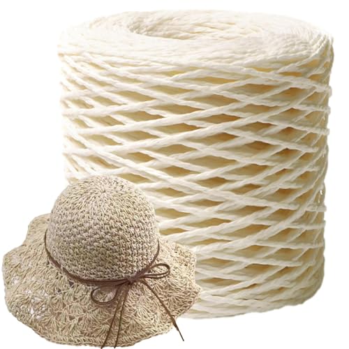 Demaxiyad Bast zum Basteln, Raffia Garn Rolle, 150m Natur Raffia Band, Baumwolle Grasgeflechtfaden, für Strohhüte Häkeln, Handarbeitsprojekte, Dekorativer Anwendungen von demaxiyad