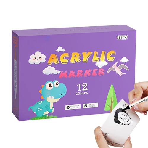 demaxiyad Acrylfarben-Marker – 12/24/36 Farben, Permanent-Marker, Wassermarker, schnell trocknend, Graffiti-Marker für Glas, Holz, Keramik und Stein demaxiyad Acrylfarben-Marker – 12/24/36 Farben, Permanent-Marker, Wassermarker, schnell trocknend, Graffiti-Marker für Glas, Holz, Keramik und Stein von demaxiyad