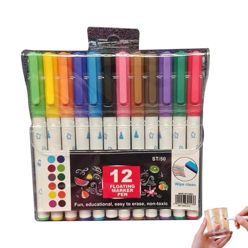 demaxiyad Aquarell-Pinsel-Marker, 12 x wasserbasierte Malstifte für Kinder, Whiteboard-Marker, nicht reizend, auslaufsicher, schnell trocknend, Kunststifte für Tafel, und Tassen demaxiyad Aquarell-Pinsel-Marker, 12 x wasserbasierte Malstifte für Kinder, Whiteboard-Marker, nicht reizend, auslaufsicher, schnell trocknend, Kunststifte für Tafel, und Tassen von demaxiyad