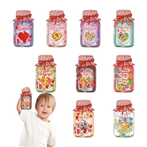 demaxiyad Bonbonkarten zum Valentinstag, Bonbonglaskarte zum Valentinstag | Süßigkeitenhalter Happy Valentines Candy Jar | robuste und exquisite Umtauschkarten für die von demaxiyad
