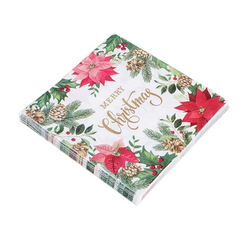 demaxiyad Dekorative Papierservietten, Weihnachtsdruck, Blumenmotiv, Seidenpapier – dekorative Fingerspitzen-Handtücher, 33 x 33 cm, Weihnachtshandtücher für Schlafzimmer, Wohnzimmer demaxiyad Dekorative Papierservietten, Weihnachtsdruck, Blumenmotiv, Seidenpapier – dekorative Fingerspitzen-Handtücher, 33 x 33 cm, Weihnachtshandtücher für Schlafzimmer, Wohnzimmer von demaxiyad