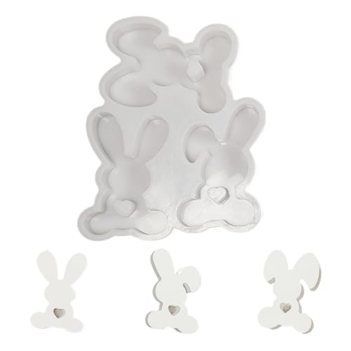 demaxiyad Kaninchen Schokoladenform Silikon Kaninchen Form | Keksform, Silikon Schokoladenform Hase, 3 Hohlräume Ostern Süßigkeiten Form für Seife, Gummi von demaxiyad