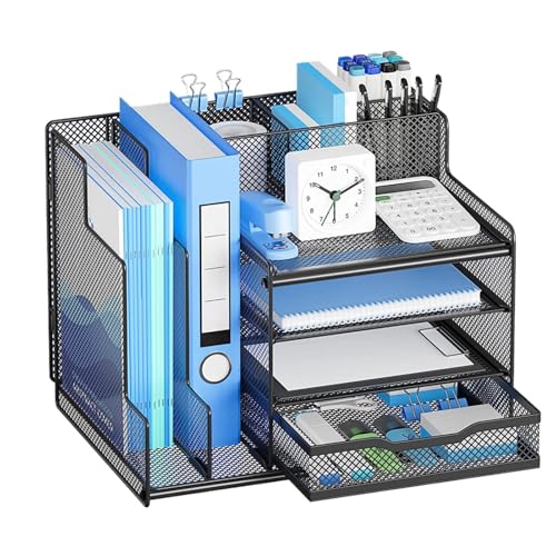 demaxiyad Schreibtisch-Organizer und Zubehör, Büro-Organizer, Metall, 4 Etagen, Schreibtisch-Organisation, multifunktionale Briefablage, große Aktenaufbewahrung mit Stifthalter für die Küche demaxiyad Schreibtisch-Organizer und Zubehör, Büro-Organizer, Metall, 4 Etagen, Schreibtisch-Organisation, multifunktionale Briefablage, große Aktenaufbewahrung mit Stifthalter für die Küche von demaxiyad