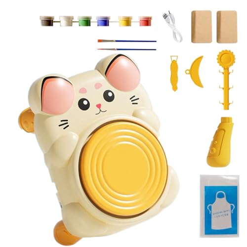 demaxiyad Töpferscheibe für Anfänger, Kleinkinder, Töpferei-Set, interaktives Ton-Bastelwerkzeug, Malwerkzeug für Anfänger, Mädchen, Klassenzimmer, Schule, Heimschule, Kunstkurse, Sommercamp von demaxiyad