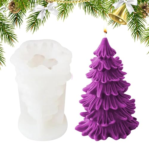 demaxiyad Weihnachtsbaum-Gießform – Baumförmige Bastelform – Silikonform für Kerzenherstellung, Harzformen für handgefertigte Kerzenseife von demaxiyad