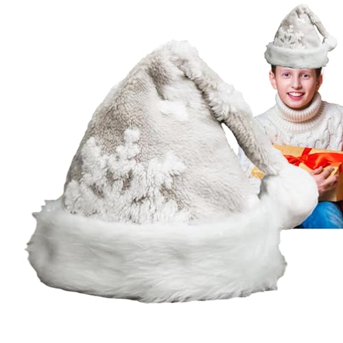 demaxiyad Weihnachtsmütze mit Schneeflocken, Plüsch-Weihnachtsmütze, Plüsch-Weihnachtsmütze, Verdickte Weihnachtsmütze mit Plüschkrempe für festliche Feiertagspartys demaxiyad Weihnachtsmütze mit Schneeflocken, Plüsch-Weihnachtsmütze, Plüsch-Weihnachtsmütze, Verdickte Weihnachtsmütze mit Plüschkrempe für festliche Feiertagspartys von demaxiyad
