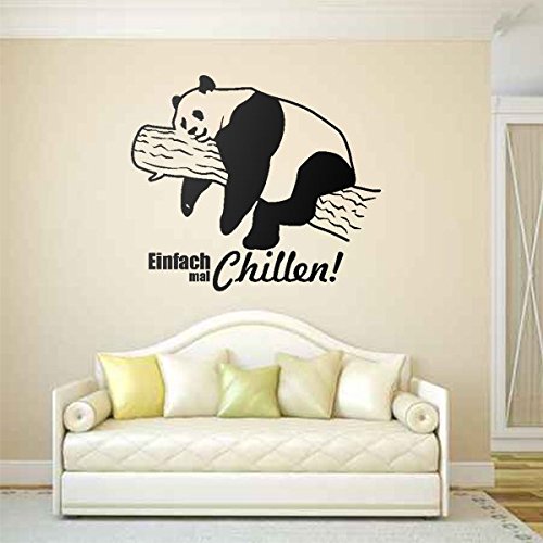 denoda® Panda Einfach mal Chillen - Wandtattoo Schwarz 87 x 75 cm (Wandsticker Wanddekoration Wohndeko Wohnzimmer Kinderzimmer Schlafzimmer Wand Aufkleber) von denoda