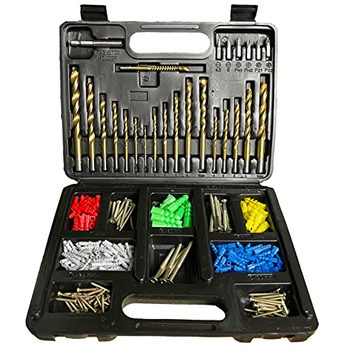 der kleine Handwerker TITAN HSS Bohrer-Set 300 teilig mit Metallbohrern, Holzbohrern, Steinbohrern, Titanfräse, Dübeln, Schrauben und Bithalter der kleine Handwerker TITAN HSS Bohrer-Set 300 teilig mit Metallbohrern, Holzbohrern, Steinbohrern, Titanfräse, Dübeln, Schrauben und Bithalter von der kleine Handwerker