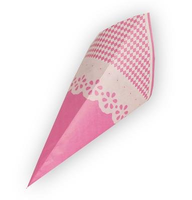 1000 Mandel Spitztüten Papiertüten Papierbeutel (für 125g / 19 cm Fahne, rosa) von der-verpackungs-profi