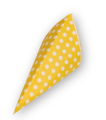 1000 Spitztüten Mandel Papiertüten Papierbeutel (Punkte gelb, 200g / 21cm Fahne) von der-verpackungs-profi