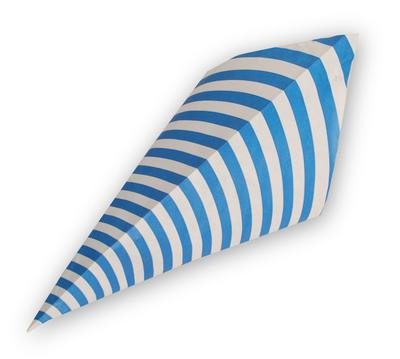 1000 Spitztüten Mandel Papiertüten Papierbeutel (Streifen blau, 250g / 23cm Fahne) von der-verpackungs-profi