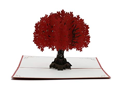 Baum rot, Natur, Wald, Lebensbaum, 3d Klappkarte, Pop Up Karte, Glückwunschkarte, Grußkarte, Geschenkkarte von design3dkarten